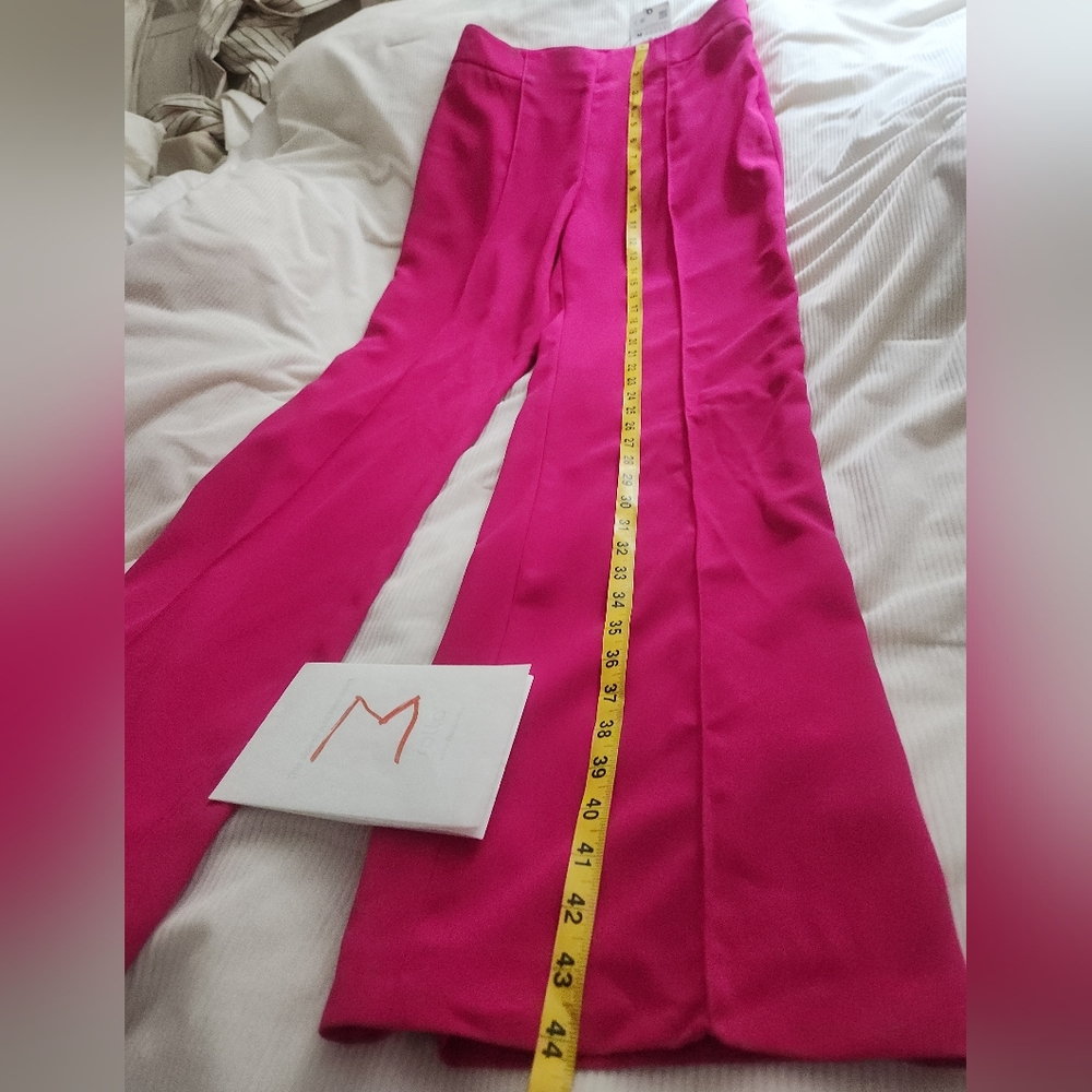 ZARA Zw co-ord set Tuxedo Collar Blazer Belted + Pants neon Fuschia Sz M BNWT - Picture 10 of 15